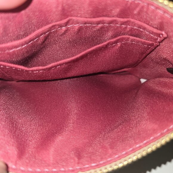 Coach Corner Zip Wristlet in Tan Raspberry Signature Canvas, SOLD OUT - Picture 4 of 5